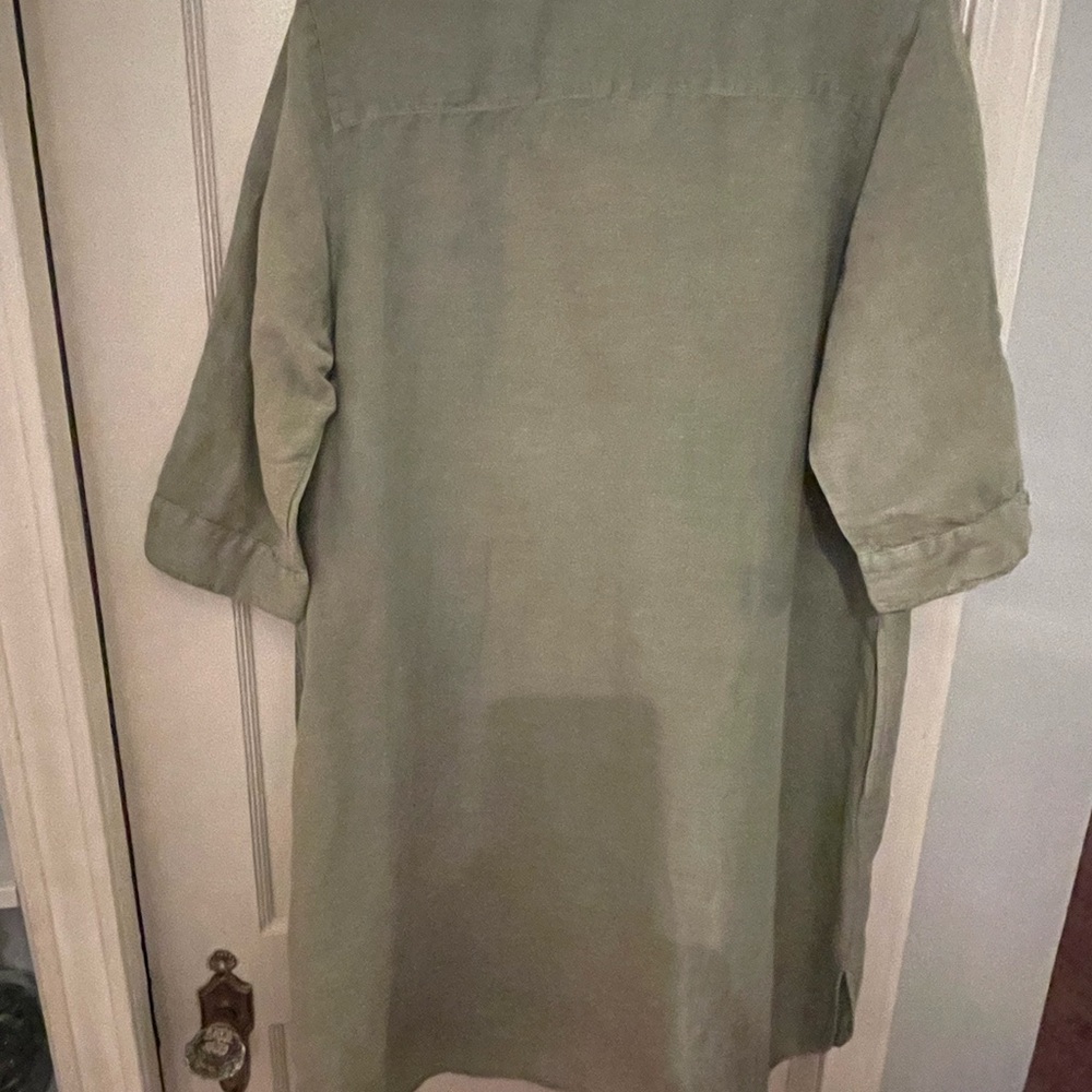 Charlie Paige Button-Up Shirt Dress - Sage Green - Picture 2 of 4